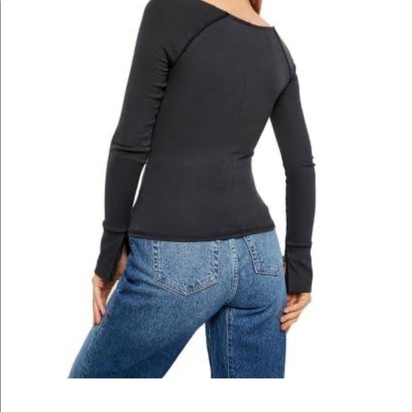 Free People We the People Boho Black Lace Top Long Sleeve Blouse* Size Medium - Picture 5 of 9